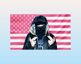 EsDeeKid Pink American Flag Tapestry – Rap Artist Wall Art | Underground Music Decor | Aesthetic Fan Flag | Dorm Room Decor