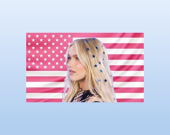Freya Skye Pink American Flag Tapestry - Rising Pop Singer Wall Decor - Aesthetic Dorm Room Banner Gift for Music Fans