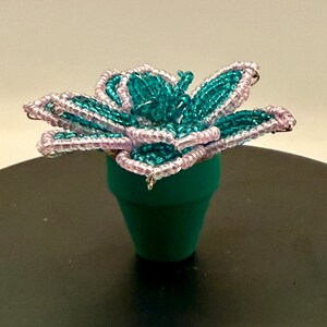 Mini Beaded Succulent Magnet | Handcrafted Beaded Plant Decor | Small Terracotta Pot Fridge Magnet | Cute Botanical Desk & Home Gift