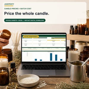 Candle Pricing Calculator for Google Sheets | Batch Cost, Wax, Fragrance & Profit Spreadsheet