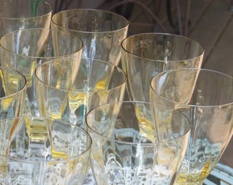 Vintage Fostoria Topaz Yellow Water Glass - 1920s Art Deco there are thirteen glasses,  enter how many glasses you want in the quantity area
