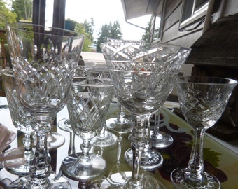 Set of Eleven Stunning Elegant Cut or Etched Glass Cordial Glasses ~ Home Decor ~ Home and Living ~ Entertaining ~ Drinks and Barware