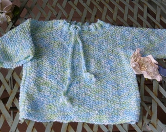 Handmade Baby Knit Sweater in Blues, Greens and Whites ~ Baby  Sweater, Baby Clothes, Handmade Clothes ~ 0-9 Months!