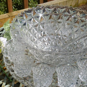 Stunning 1970's Vintage Punch Bowl Set with Twelve Matching Cups, and Matching Bowl, and Tray, Unknown Rare Name So Beautiful Visually image 8