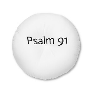 Psalm 91 Tufted Floor Pillow | Round Scripture Cushion