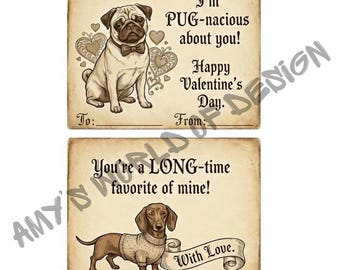 Cartes de Saint-Valentin avec chien – Notes d'amour pour chiots imprimables (téléchargement JPG)