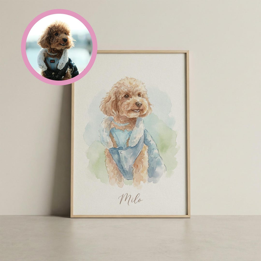 Custom Pet Portrait From Photo, Watercolor Pet Painting on Canvas ...