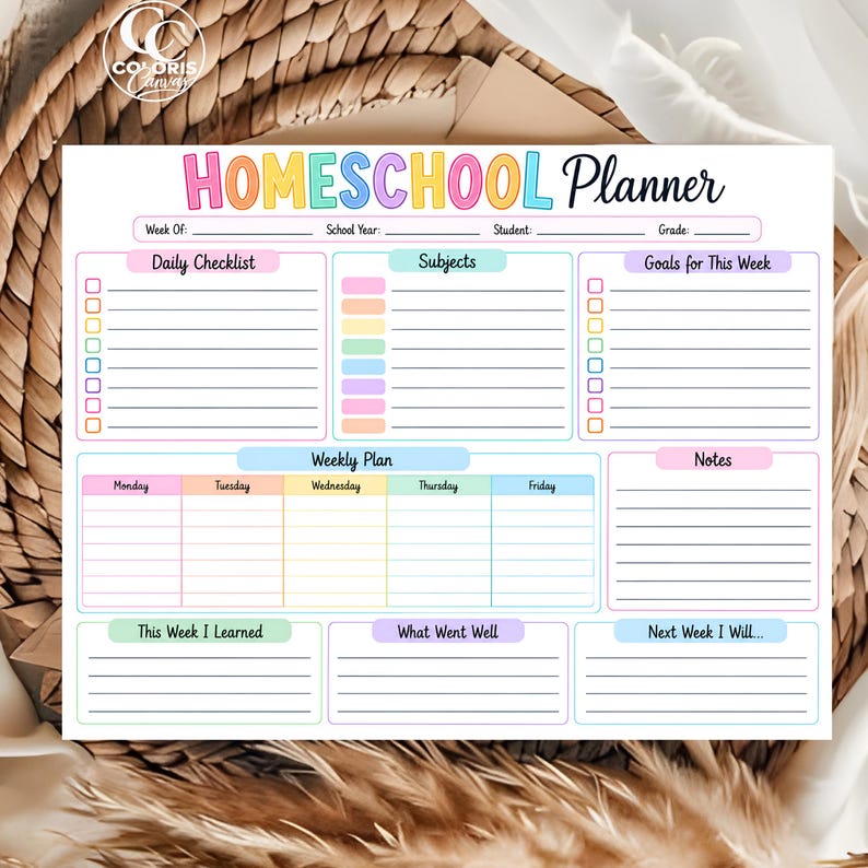 Printable Homeschool Checklist, Weekly Planner for Kids, Daily Schedule ...