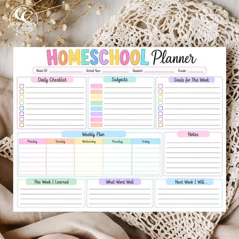 Printable Homeschool Checklist, Weekly Planner for Kids, Daily Schedule ...