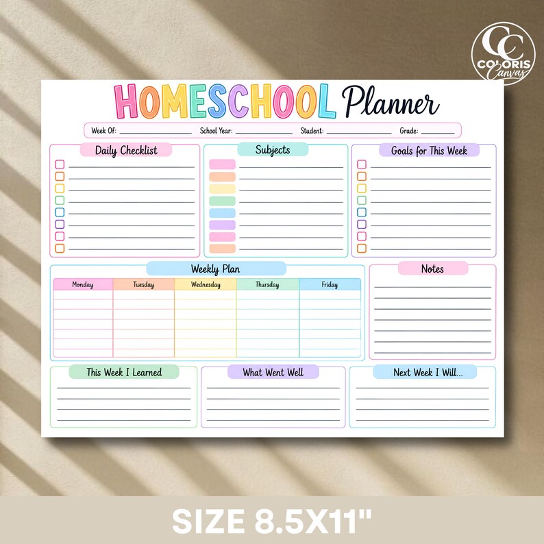 Printable Homeschool Checklist, Weekly Planner for Kids, Daily Schedule ...