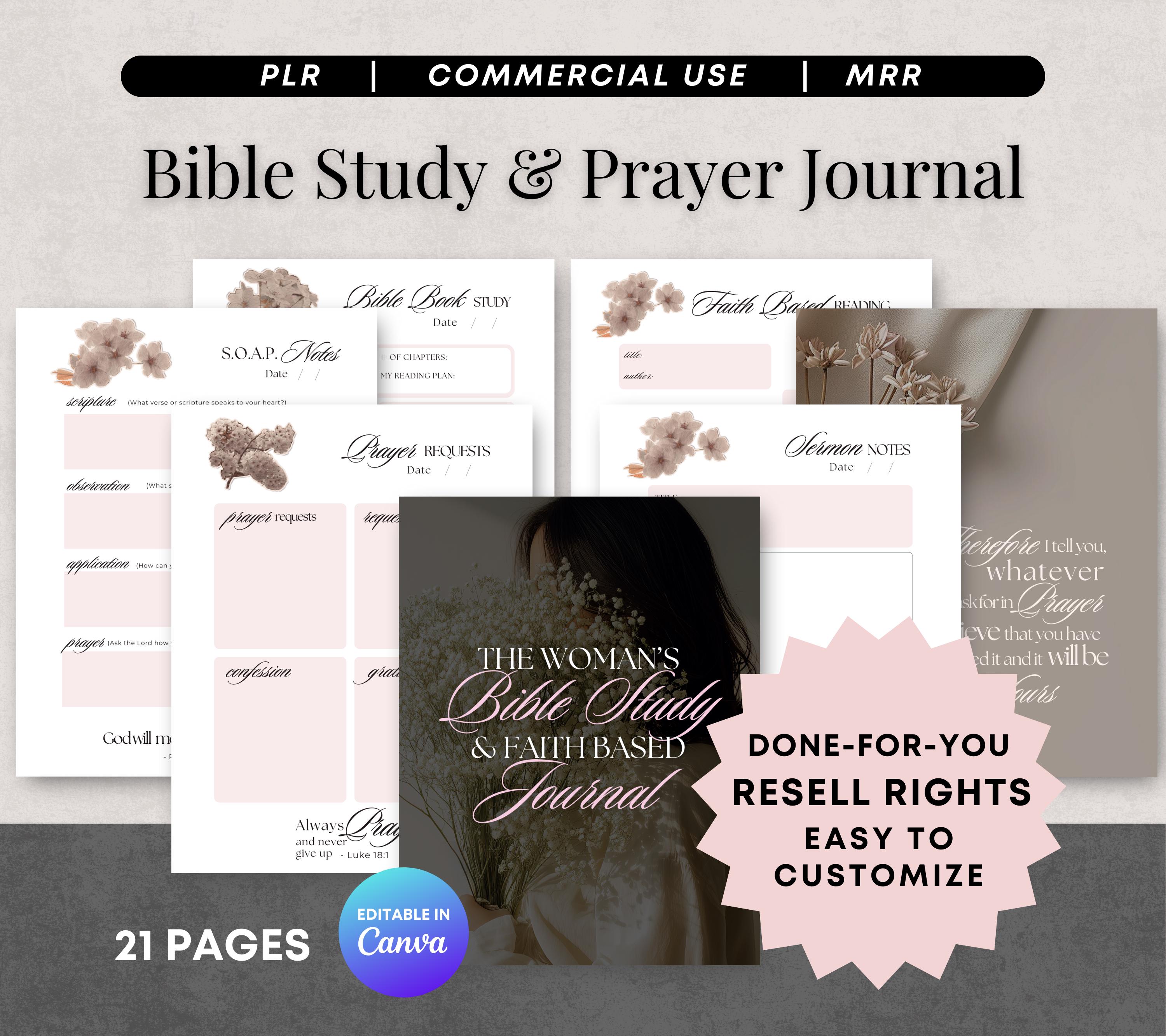 Women's Bible Study PLR MRR, Prayer Journal, Devotional, Faith Journal ...