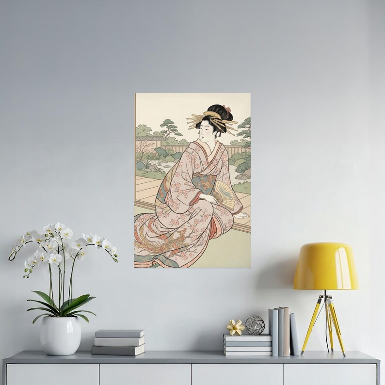 Japanese Geisha Poster, Ukiyo-e Art Print, Vintage Oriental Wall Decor ...