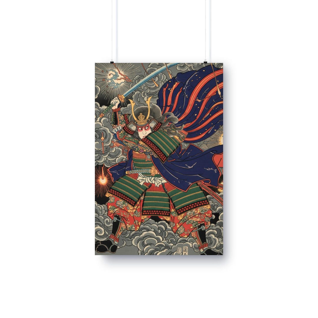 Fierce Samurai Warrior Poster, Japanese Art Print, Ukiyo E Art, Vintage ...