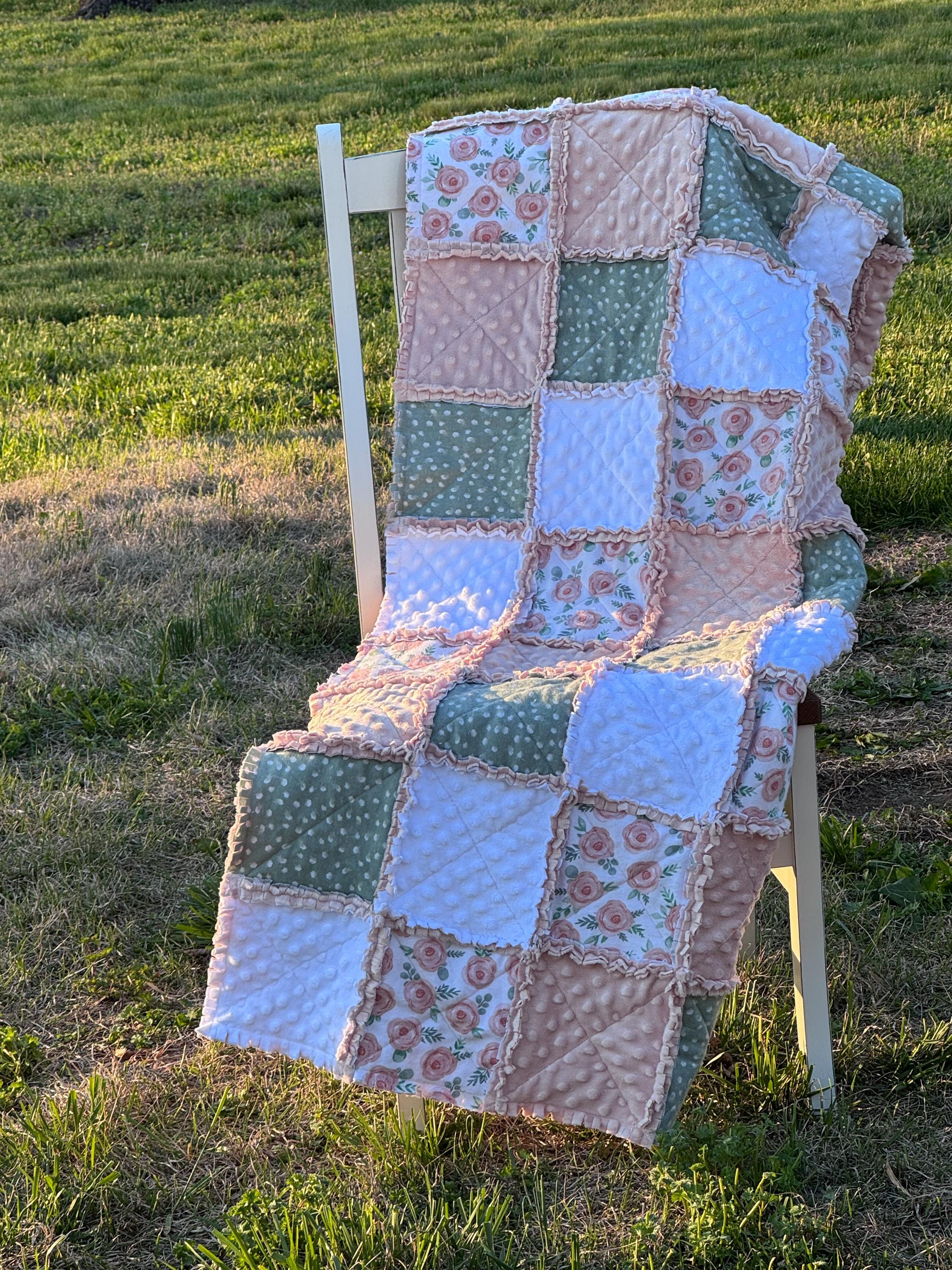 Handmade Floral Rag Quilt With Minky Backing - Etsy