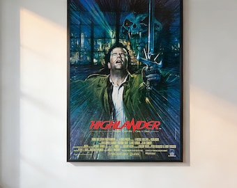 Highlander movie poster、Retro Aesthetic、90s Movie Poster、Vintage Film Print、Noir Wall Art