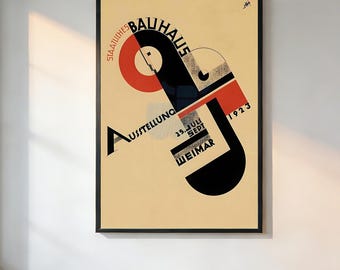 Bauhaus Weimar pictogram Duitsland poster (retro esthetiek), filmposter uit de jaren 90, vintage filmafdruk, noir kunst aan de muur