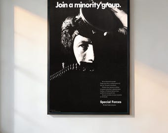 Join A Minority Group Green Berets Special Forces Recruiting Poster、Retro Aesthetic、90s Movie Poster、Vintage Film Print、Noir Wall Art