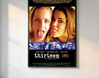 Dertien Holly Hunter-filmposter, retro-esthetiek, filmposter uit de jaren 90, vintage filmafdruk, zwarte muurkunst