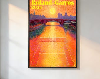 The 45th Tournament Poster Roland-Garros 2024 Poster、Retro Aesthetic、90s Movie Poster、Vintage Film Print、Noir Wall Art