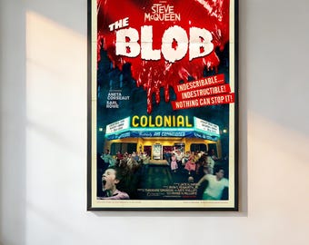 1958 The Blob Movie Poster、Retro Aesthetic、90s Movie Poster、Vintage Film Print、Noir Wall Art