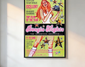 Boogie Nights Movie Poster、Retro Aesthetic、90s Movie Poster、Vintage Film Print、Noir Wall Art