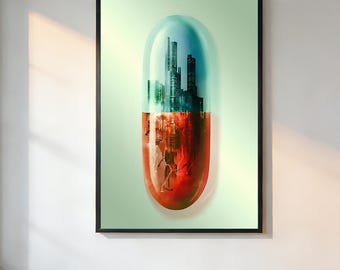 Matrix Movie Poster, Red & Blue Pill、Retro Aesthetic、90s Movie Poster、Vintage Film Print、Noir Wall Art