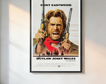 The Outlaw Josey Wales Movie Poster、Retro Aesthetic、90s Movie Poster、Vintage Film Print、Noir Wall Art