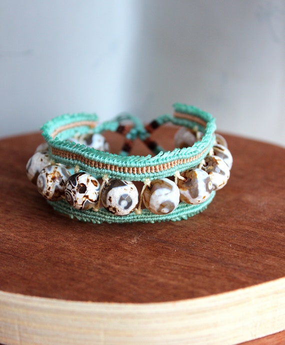 Green bracelet for women boho micro macrame cuff bracelet beaded jewelry tribal jewelry bracelets for festivals original birthday gift