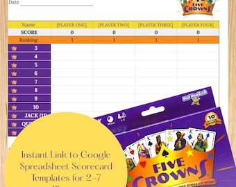 Five Crowns Scorecard | Instant Google Sheet Template