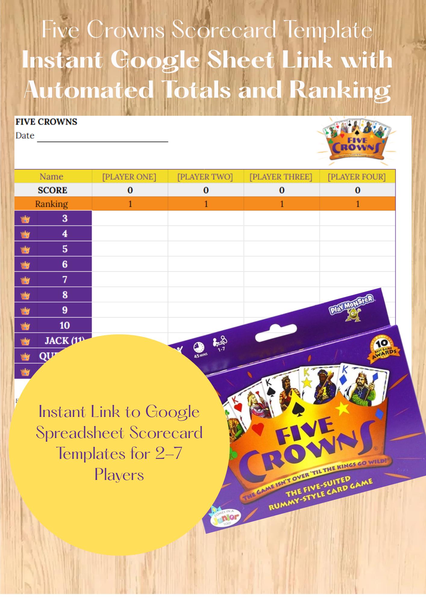 Blocco Segnapunti Per Five Crowns – 75 Fogli (Doppia Faccia) – Gioco Di Carte Play Monster
