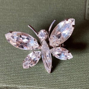 Vintage Rhinestone Butterfly Brooch