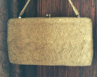 Wahlberg Gold Beaded Handbag