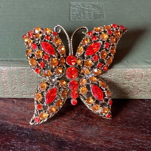 Vintage Rhinestone Butterfly Brooch