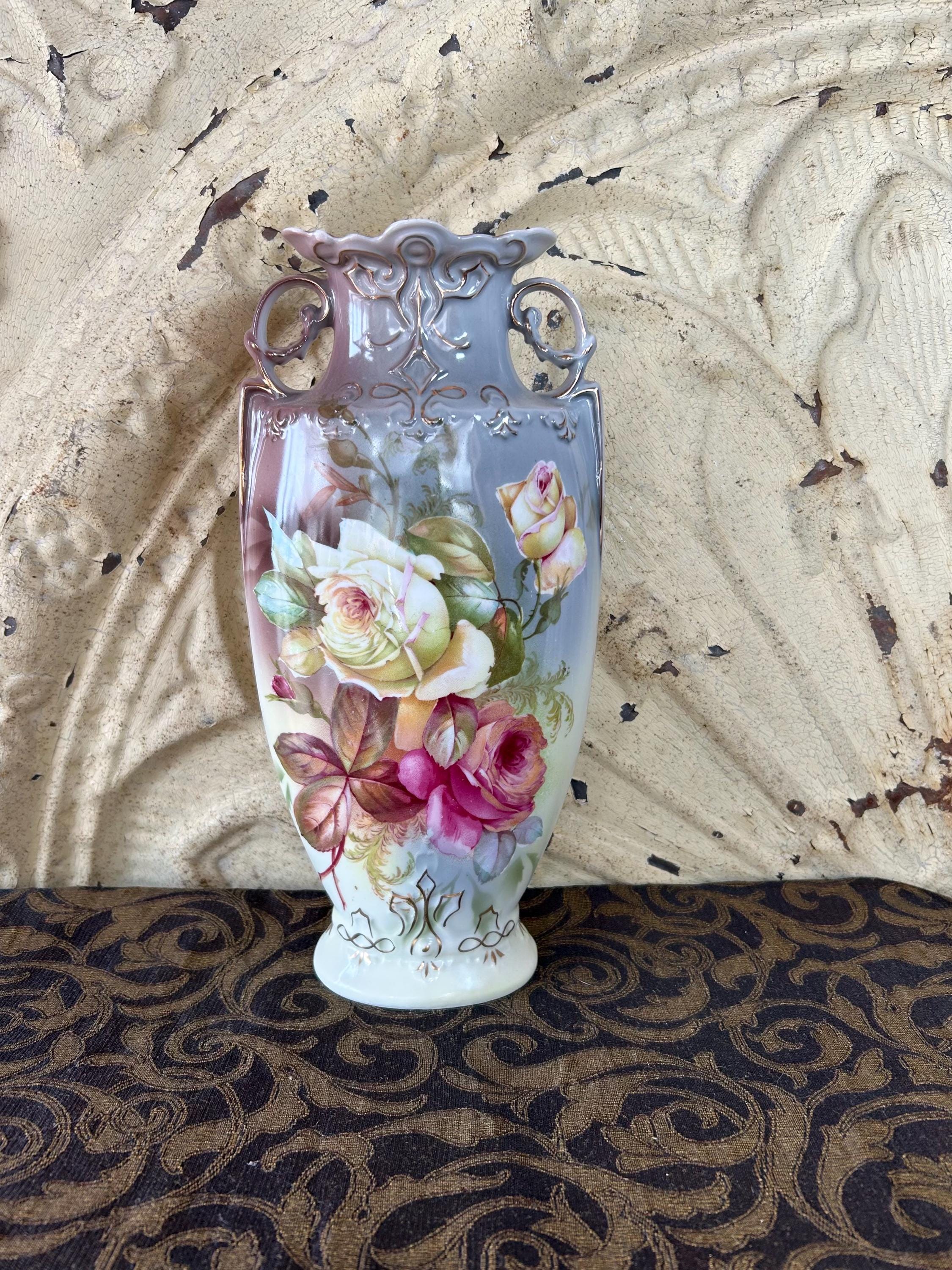 西洋アンティーク ロイヤルヴィエナ手描花瓶一対 高さ：36cm
