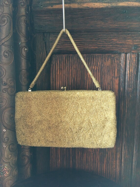 Wahlberg Gold Beaded Handbag