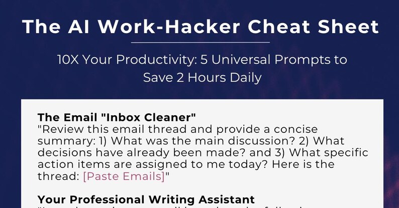 AI Productivity Cheat Sheet | Gemini & Chatgpt Prompts (digital ...