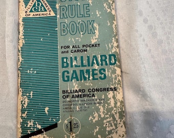 Vintage 1966 Billiard Congress Rule Book, Pocket & Carom Pool Games Booklet, BCA Billiards Ephemera, Game Room Man Cave Decor