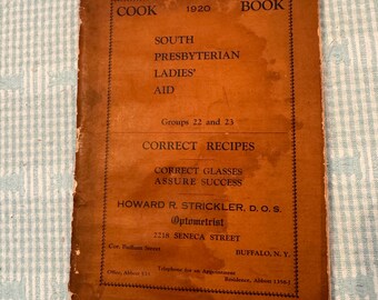 1920 Buffalo NY Antique Cookbook South Presbyterian Church Ephemera George Urban Flour Ad