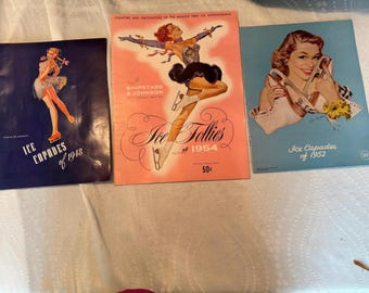 Vintage Ice Capades Ice Follies Programs Lot 1948 1952 1954 Figure Skating Ephemera