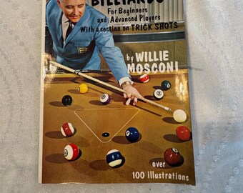 Vintage 1965 Willie Mosconi Winning Pocket Billiards Book Pool Trick Shots Game Room Decor