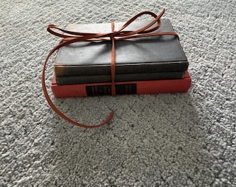 Dark Academia Book Bundle - Vintage Teacher's Library Stack - Vegan Leather cord