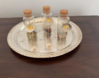 Writer Inspiration Scent Jars & Vintage Silver Tray - Practical Magic Botanicals - Green Witch Desk Decor - Author Spell Jar Gift Set
