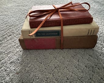 Vintage Literary Book Stack Woolf Ford Cooper Classic Fiction Library Decor