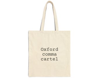 Oxford Comma Cartel Tote Bag, Editor Writer Gift, Natural Canvas Book Bag