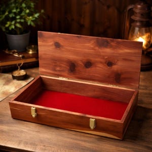 Stor låda i cederträ (F) 54,5 x 15 x 10 cm (UTVÄNDARMÅTT)