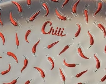 1 Sheet of 5D Embossed Hot Chili Pepper Nail Decals | Nail Art Stickers
