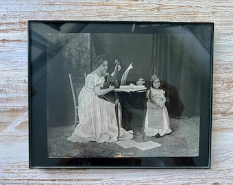 Antique Black and White Framed Photo "The New Song", Excellent Condition!