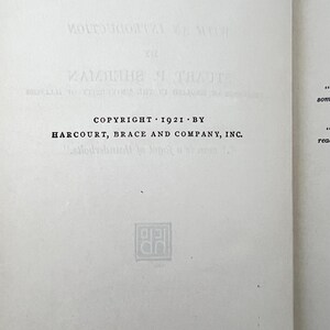 May include: A black and white image of a book's copyright page. The text reads "Copyright 1921 by Harcourt, Brace and Company, Inc."
