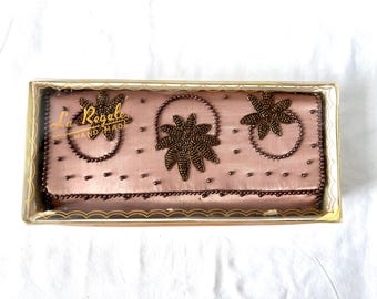 Vintage La Regale Satin and Beaded Clutch with Original Box. Very Good Condition!