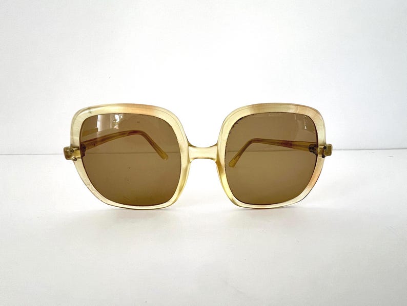Vintage Oversized 1970's Sunglasses, Translucent, French, Square Shape No. 1022 Bild 1